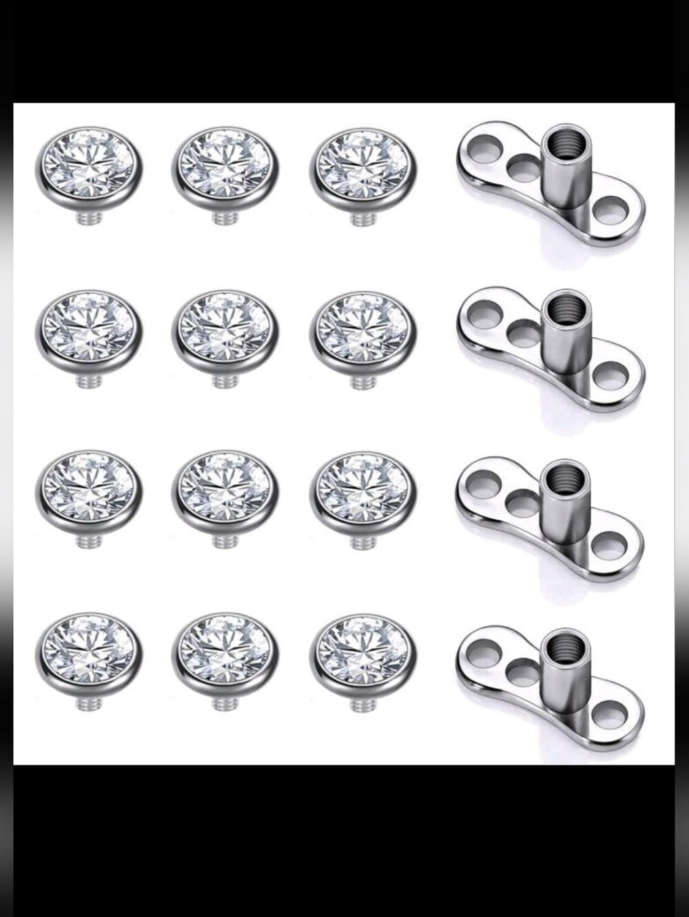 NEW 16 Piece Crystal Dermal Anchors